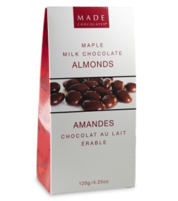 MADE LARGE MAPLE MILK CHOCOLATE ALMONDS 120G TOTE 12/CASE